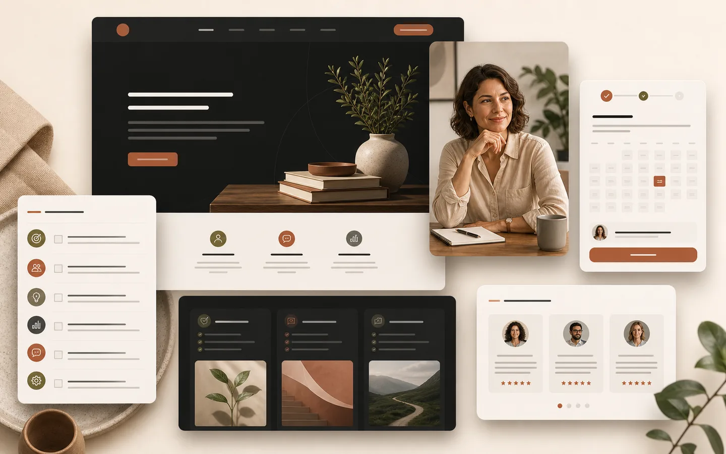 Premium UI collage preview for a consultant website.