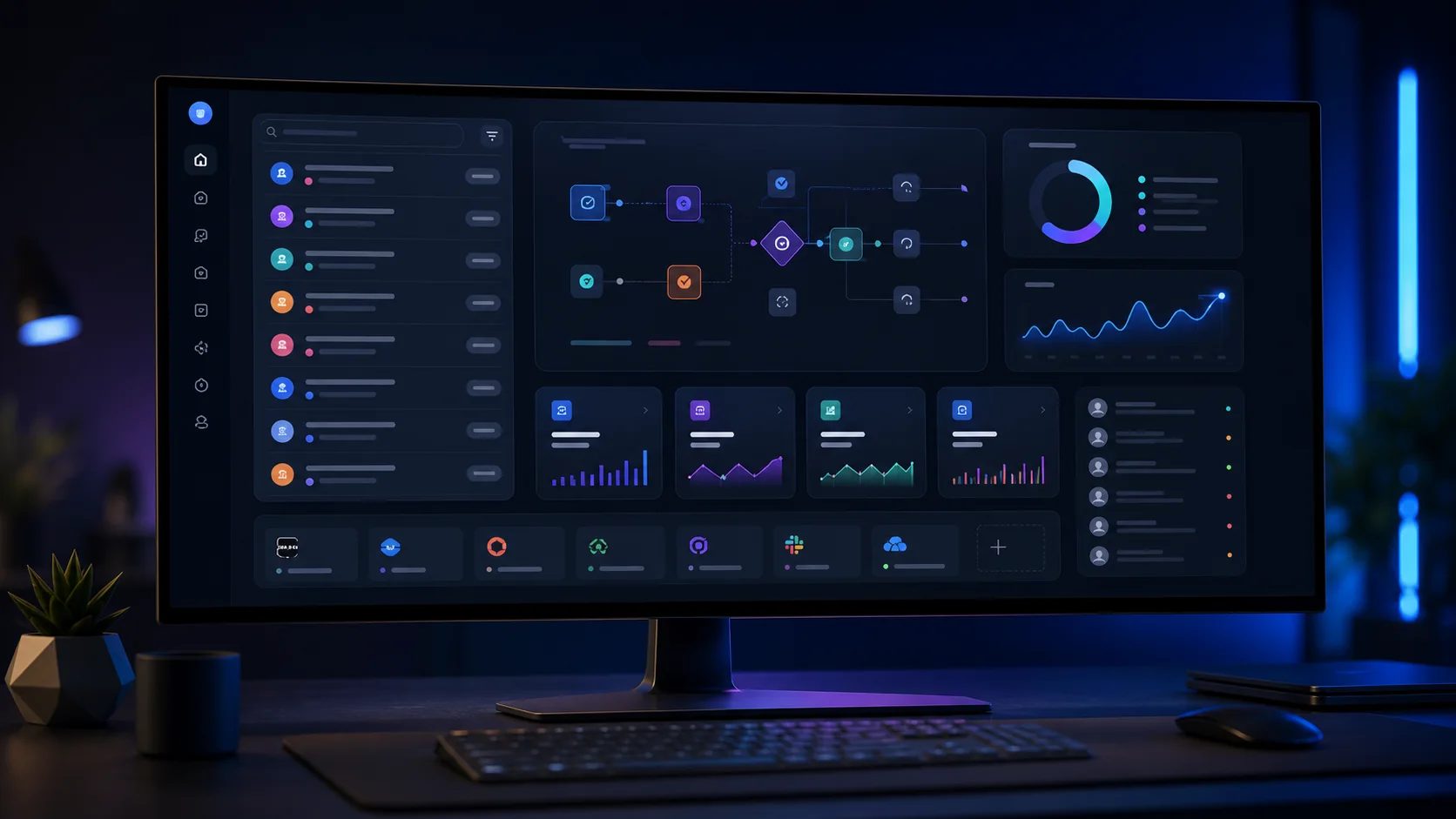 Premium SaaS command center dashboard with customer signals.